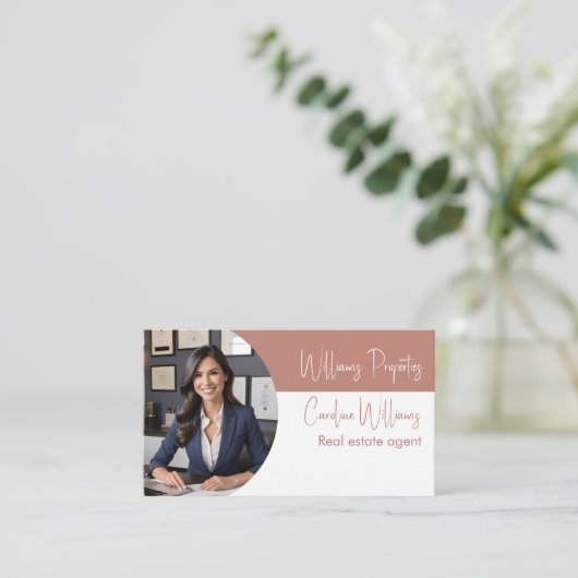 実在モダン遺産代理写真ほこりっぽいバラ白 名刺 (スタンド正面)