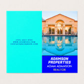 実在モダンEstate Company (QRCode)不動産仲介業者折り畳み 名刺 (外部フラット)