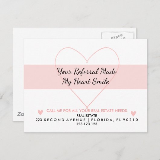 実在不動産あなたの紹介は私のハートスマイル 案内ポストカード (正面/裏面)