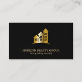 実在不動産の上向き矢印が金ゴールド 名刺 (正面)