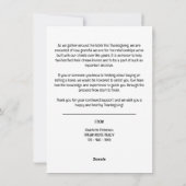 実在不動産の感謝祭のマーケティングまポップ・アートのたは シーズンカード (裏面)