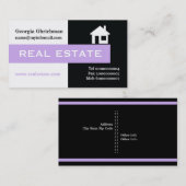 実在不動産の黒、白、紫の目を引く 名刺 (正面/裏面)