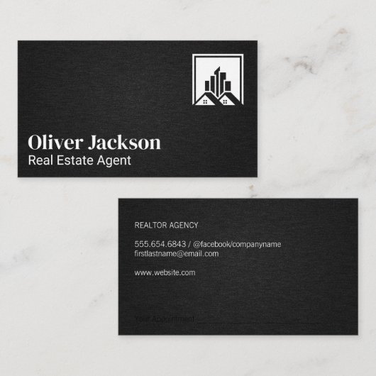 実在不動産アイコン | リネンテクスチャ 予約カード (正面/裏面)