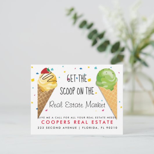 実在不動産アイスクリームスクープ紹介 案内ポストカード (スタンド正面)