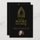 実在不動産エージェントハッピーホームアニバーサリー金ゴールド ノートカード (正面/裏面)