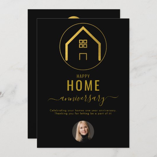 実在不動産エージェントハッピーホームアニバーサリー ノートカード (正面/裏面)