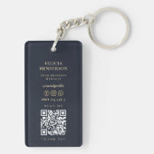 実在不動産エージェント名前をカスタムする金ゴールド鍵ロゴQR キーホルダー (裏面)