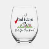 実在不動産エージェント、不動産仲介業者すごいヒーローパーソナライズされた ステムなしワイングラス (正面)
