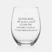 実在不動産エージェント、不動産仲介業者すごいヒーローパーソナライズされた ステムなしワイングラス (裏面)
