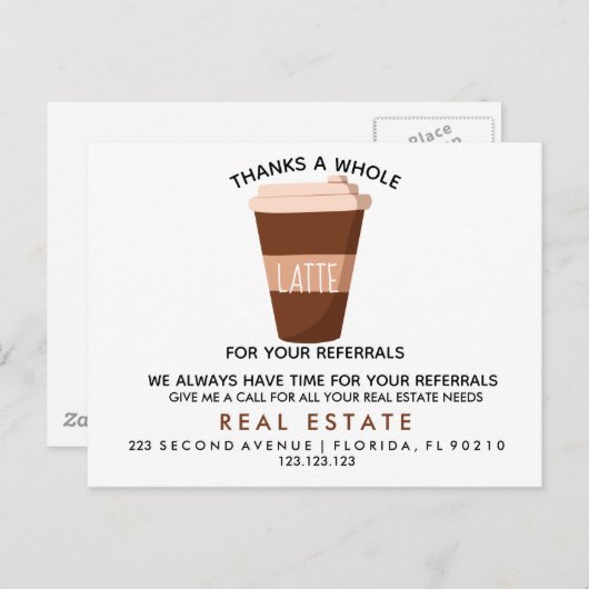 実在不動産コーヒー紹介の発表 案内ポストカード (正面/裏面)
