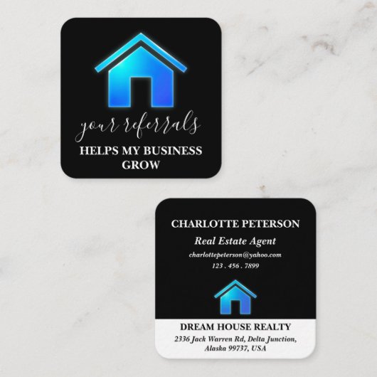 実在不動産ブルーグラデーションハウス 紹介カード (正面/裏面)