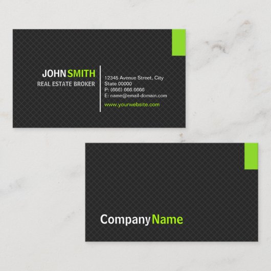 実在不動産ブローカモダン- Twill Grid 名刺 (正面/裏面)