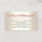 実在不動産ブローカーピンクフォイルハウス金ゴールドモダン 名刺 (裏面)