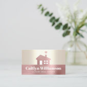 実在不動産ブローカーピンクフォイルハウス金ゴールドモダン 名刺 (スタンド正面)