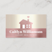 実在不動産ブローカーピンクフォイルハウス金ゴールドモダン 名刺 (正面)