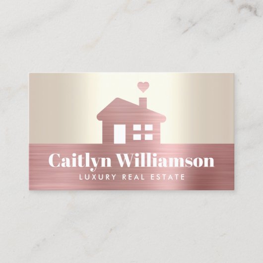 実在不動産ブローカーピンクフォイルハウス金ゴールドモダン 名刺 (正面)