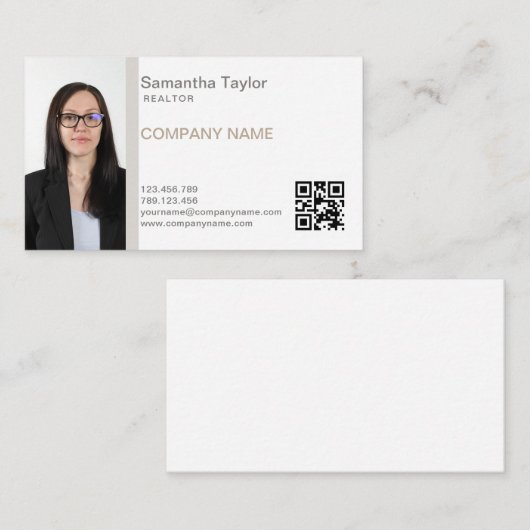 実在不動産プロフェッショナルの挿入または写真の追加QR 名刺 (正面/裏面)