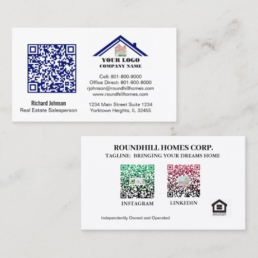 実在不動産プロフェッショナルロゴQRコード 名刺 (正面/裏面)