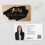 実在不動産プロフェッショナル不動産仲介業者追加フォトQRコード 名刺 (正面/裏面)