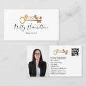 実在不動産プロフェッショナル不動産仲介業者追加フォトQRコード 名刺 (正面/裏面)