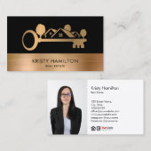 実在不動産プロフェッショナル不動産仲介業者鍵の追加フォトバス 名刺 (正面/裏面)