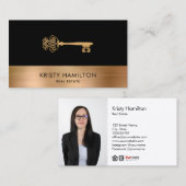 実在不動産プロフェッショナル不動産仲介業者鍵の追加フォトバス 名刺 (正面/裏面)