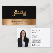 実在不動産プロフェッショナル不動産仲介業者鍵の追加フォトバス 名刺 (正面/裏面)