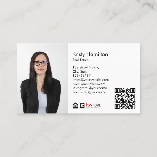 実在不動産プロフェッショナル不動産仲介業者鍵写真QRコード 名刺 (裏面)