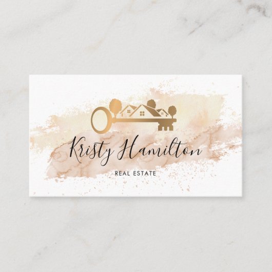 実在不動産プロフェッショナル不動産仲介業者鍵写真QRコード 名刺 (正面)