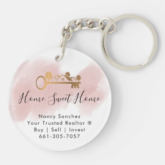 実在不動産プロフェッショナル不動産仲介業者鍵追加フォトbu キーホルダー (裏面)