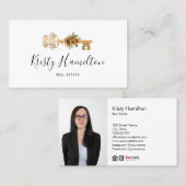 実在不動産プロフェッショナル不動産仲介業者鍵追加フォトbu 名刺 (正面/裏面)