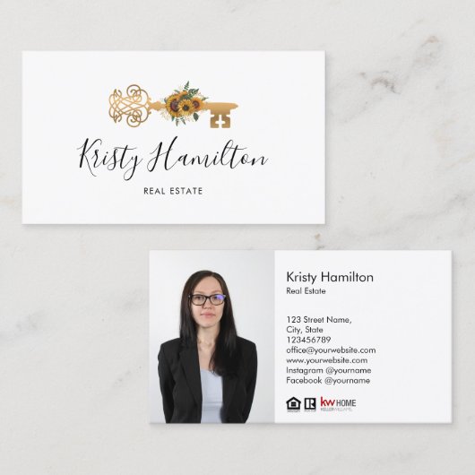 実在不動産プロフェッショナル不動産仲介業者鍵追加フォトbu 名刺 (正面/裏面)