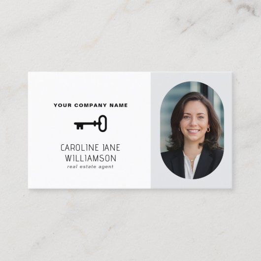 実在不動産プロフェッショナル写真QRコード鍵ロゴ 名刺 (正面)