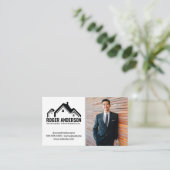 実在不動産ホームロゴ | ビジネスマン 名刺 (スタンド正面)