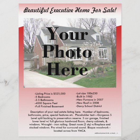 実在不動産リスティングのチラシ2面、赤波デザイン チラシ (正面)