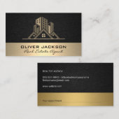 実在不動産リネン金ゴールドメタリック 予約カード (正面/裏面)