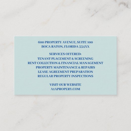 実在不動産レンタル財産 名刺 (裏面)
