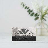 実在不動産ロゴ白黒 | 大理石 名刺 (スタンド正面)