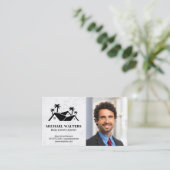 実在不動産ロゴ |スーツを着た実業家 名刺 (スタンド正面)