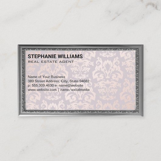 実在不動産ロゴ |ダマスクプリント |フレーファンシーム 名刺 (裏面)