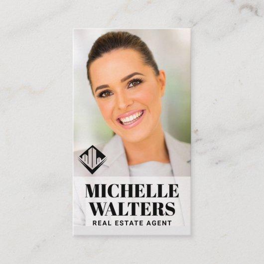 実在不動産ロゴ | ビジネスカスタムの写真イメージ 名刺 (正面)