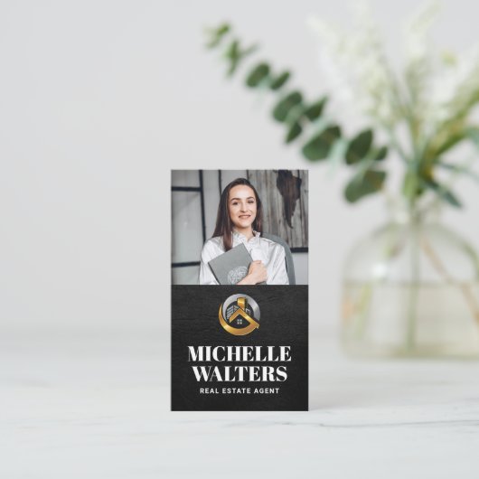 実在不動産ロゴ | ビジネスカスタムの写真 名刺 (スタンド正面)