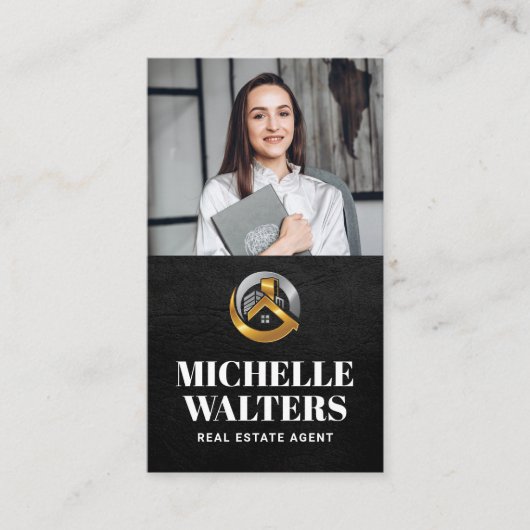 実在不動産ロゴ | ビジネスカスタムの写真 名刺 (正面)