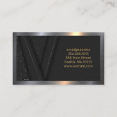 実在不動産ロゴ |ブラックラグジュアリー金ゴールド |メタリック 名刺 (裏面)