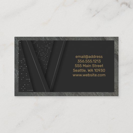 実在不動産ロゴ | ブラック金ゴールドバックグラウンドビジネス 名刺 (裏面)