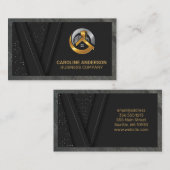 実在不動産ロゴ | ブラック金ゴールドバックグラウンドビジネス 名刺 (正面/裏面)