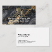 実在不動産ロゴ | ブラック金ゴールドラックスマーブル 名刺 (正面/裏面)