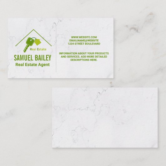 実在不動産ロゴ |ホームおよび鍵 名刺 (正面/裏面)