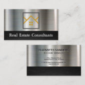 実在不動産ロゴ | メタリックブラック 名刺 (正面/裏面)