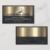 実在不動産ロゴ |メタリックレザー 名刺 (正面/裏面)